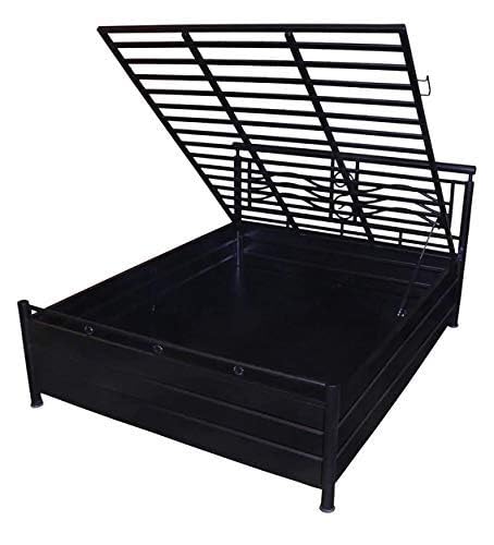 Ajoy Hydraulic Storage King Metal Bed (Color - Black)