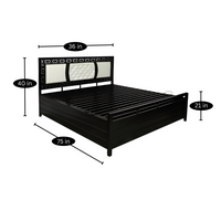 Thumbnail for Bostan Hydraulic Storage Single Metal Bed with White Cushion Headrest (Color - Black)