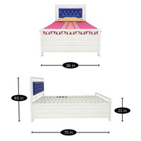 Thumbnail for Cuba Hydraulic Storage Single Metal Bed with Blue Cushion Headrest (Color - White)