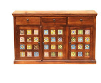 Thumbnail for A antique log furniture solid Sheesham Wooden FULL TILE Sideboard Cabinet with 3 Drawers and 3 Shelves for Home Living Room Furniture | Kitchen Cabinet Storage Sheesham Wood,Honey Finish