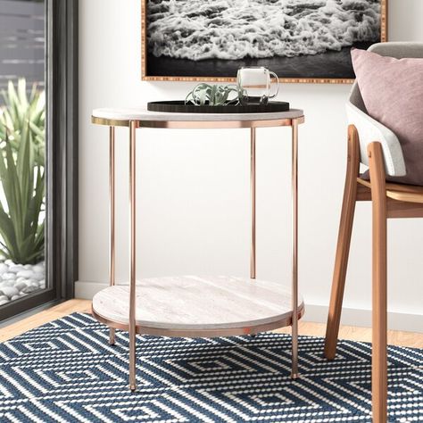Round 2 Tier Side Table| End Table for Living Room With Glossy Finish