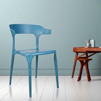 Vision Cafe Plastic Chairs | Restaurant Chair with Backrest (Blue)