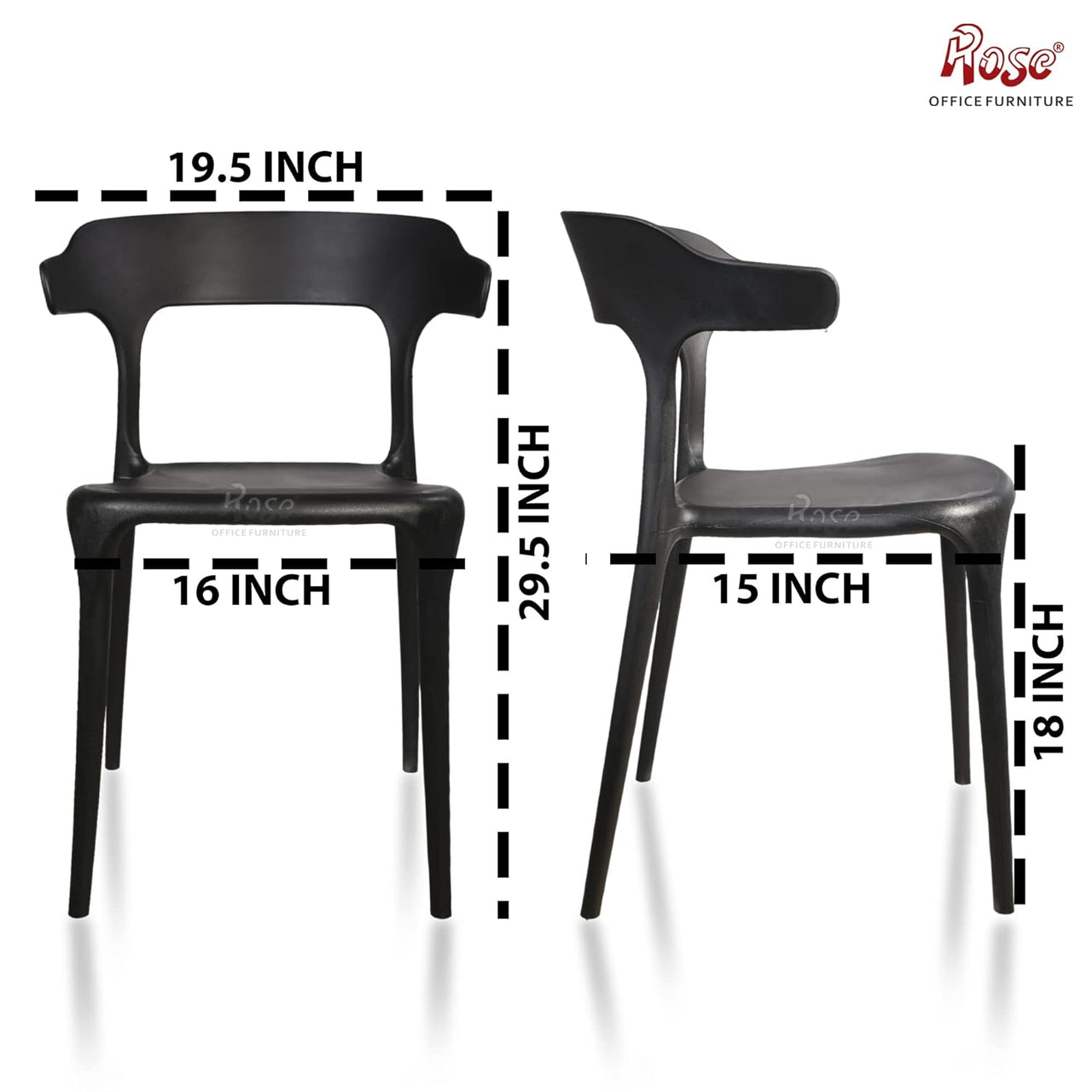 Vision Cafe Plastic Chairs | Restaurant Chair with Backrest (Black)