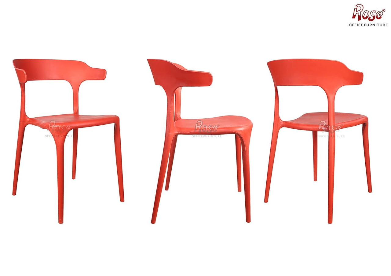 Vision Cafe Plastic Chairs | Restaurant Chair with Backrest (Red)