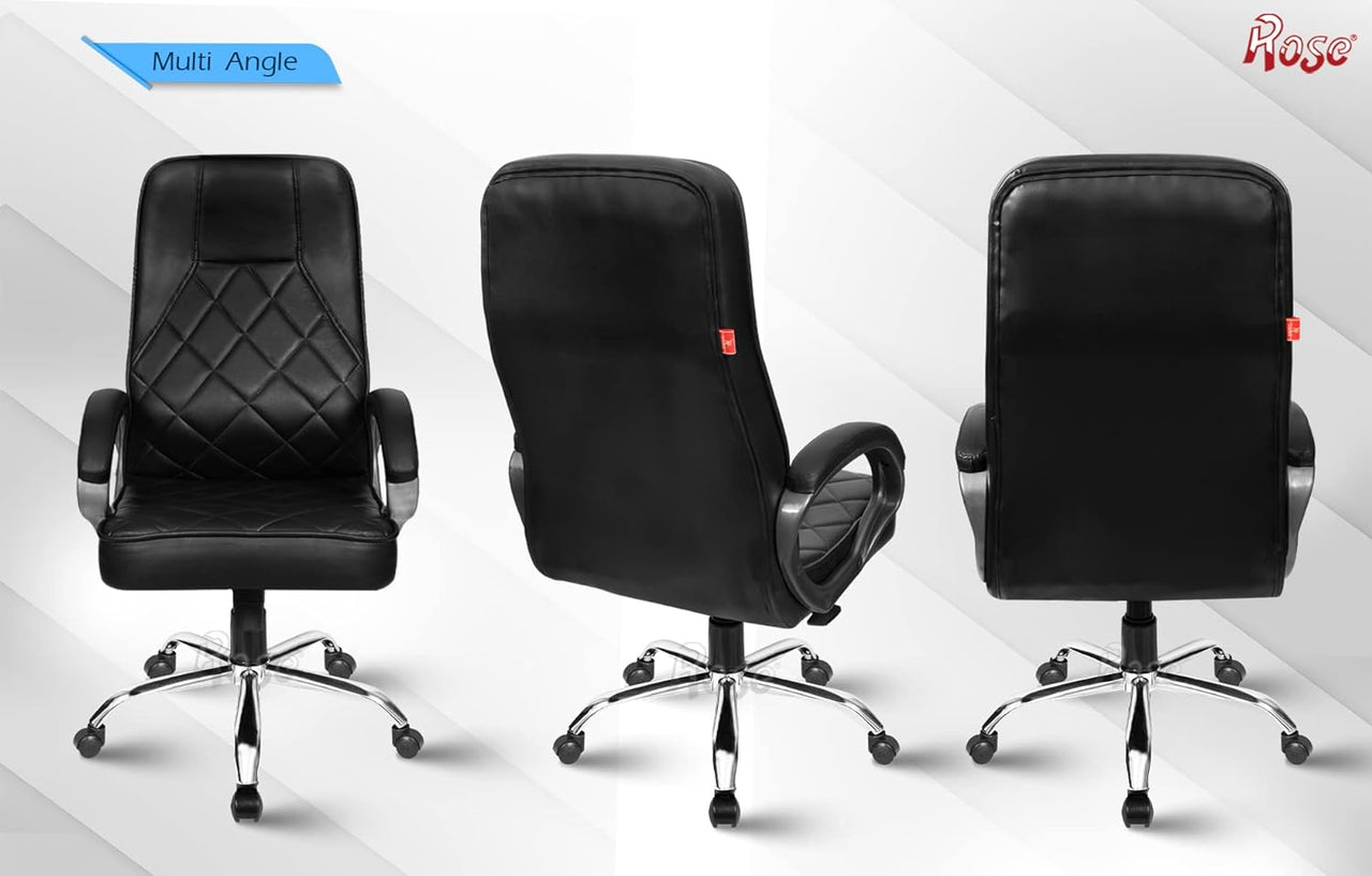 Silk Leatherette Executive High Back Revolving Office Chair (Black)