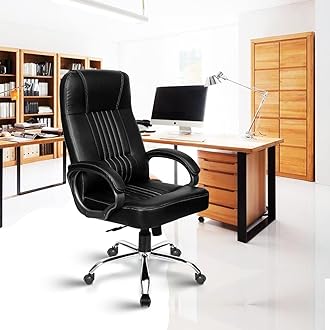 Line Leatherette Executive High Back Revolving Office Chair (Black)