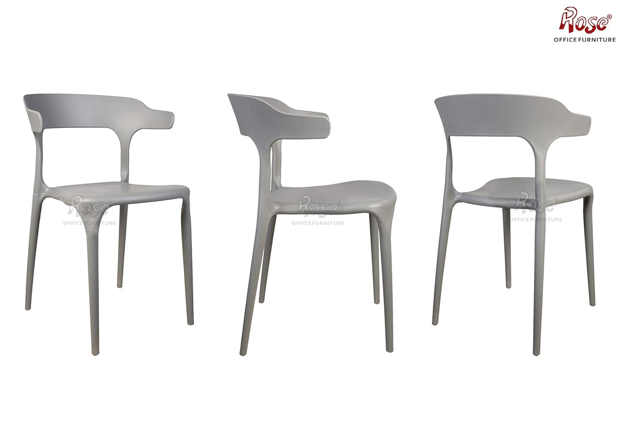 Vision Cafe Plastic Chairs | Restaurant Chair with Backrest (Grey)