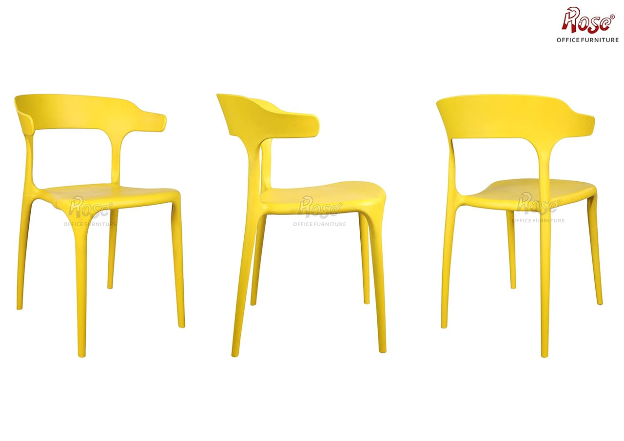 Vision Cafe Plastic Chairs | Restaurant Chair with Backrest (Yellow)