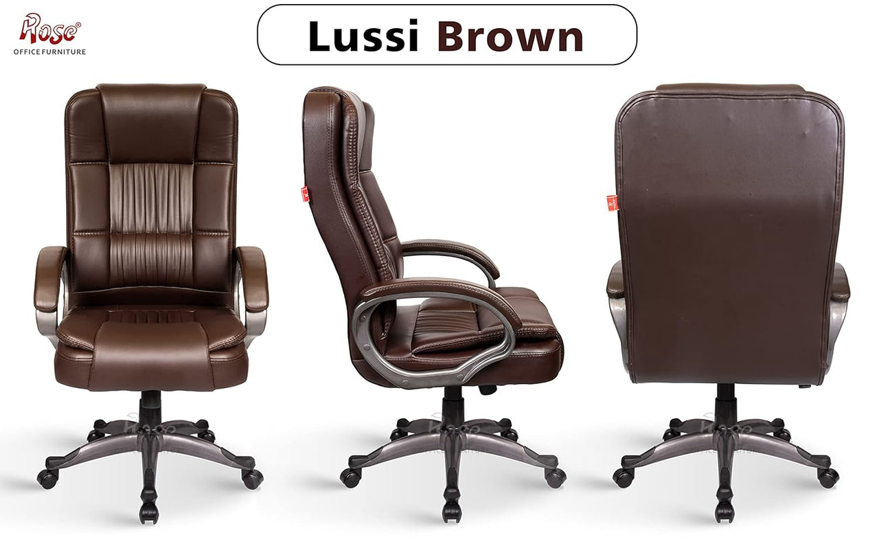 Lucci Leatherette Executive High Back Revolving Office Chair (Brown)