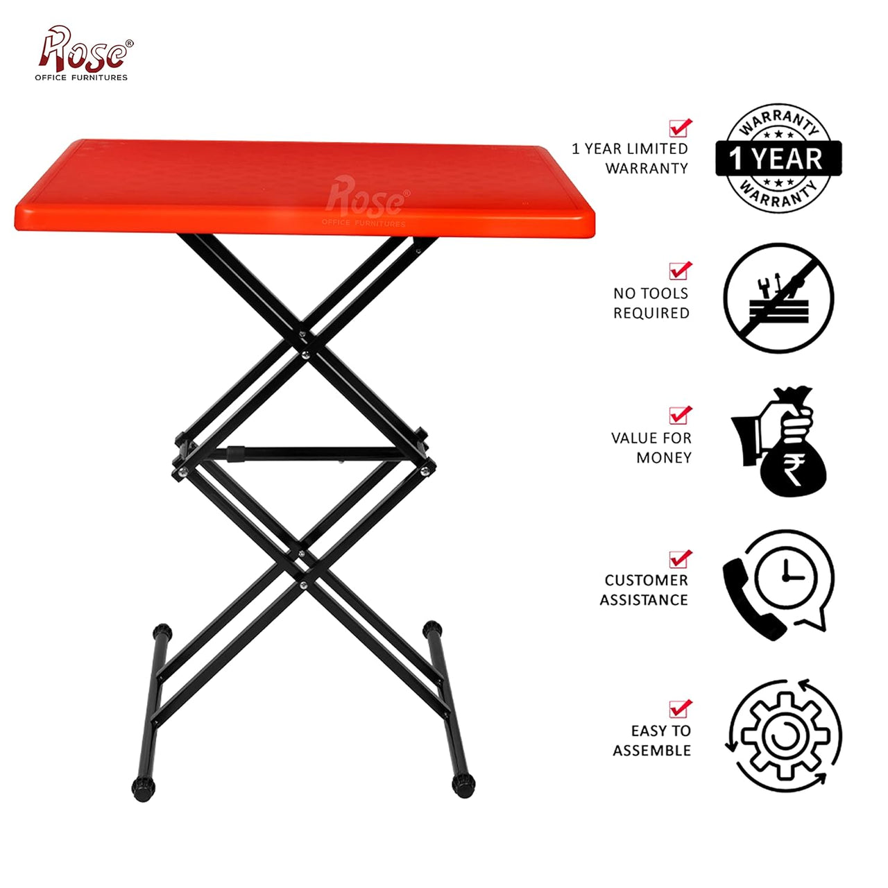 Multi-Purpose Laptop Table | DIY Table (Red, Height Adjustable)
