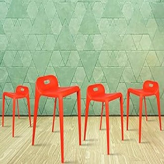 Mars Cafe Plastic Stool | Cafe Restaurant Chair  (Red)