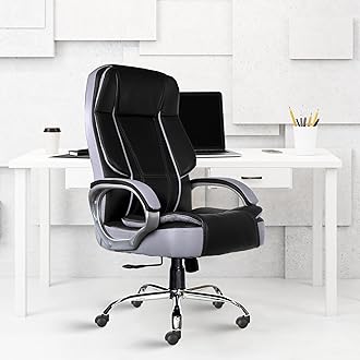 Designer Chairs® SpaceX Leatherette Executive High Back Revolving Office Chair (Black & Grey)