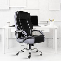 Thumbnail for Designer Chairs® SpaceX Leatherette Executive High Back Revolving Office Chair (Black & Grey)