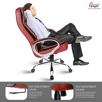 Thumbnail for Designer Chairs® SpaceX Leatherette Executive High Back Revolving Office Chair (Brown & Maroon)