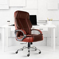 Thumbnail for Designer Chairs® SpaceX Leatherette Executive High Back Revolving Office Chair (Brown & Maroon)