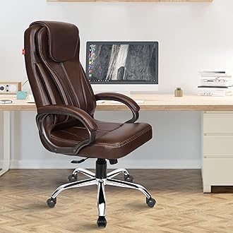 Kyte Leatherette Executive High Back Revolving Office Chair (Brown)