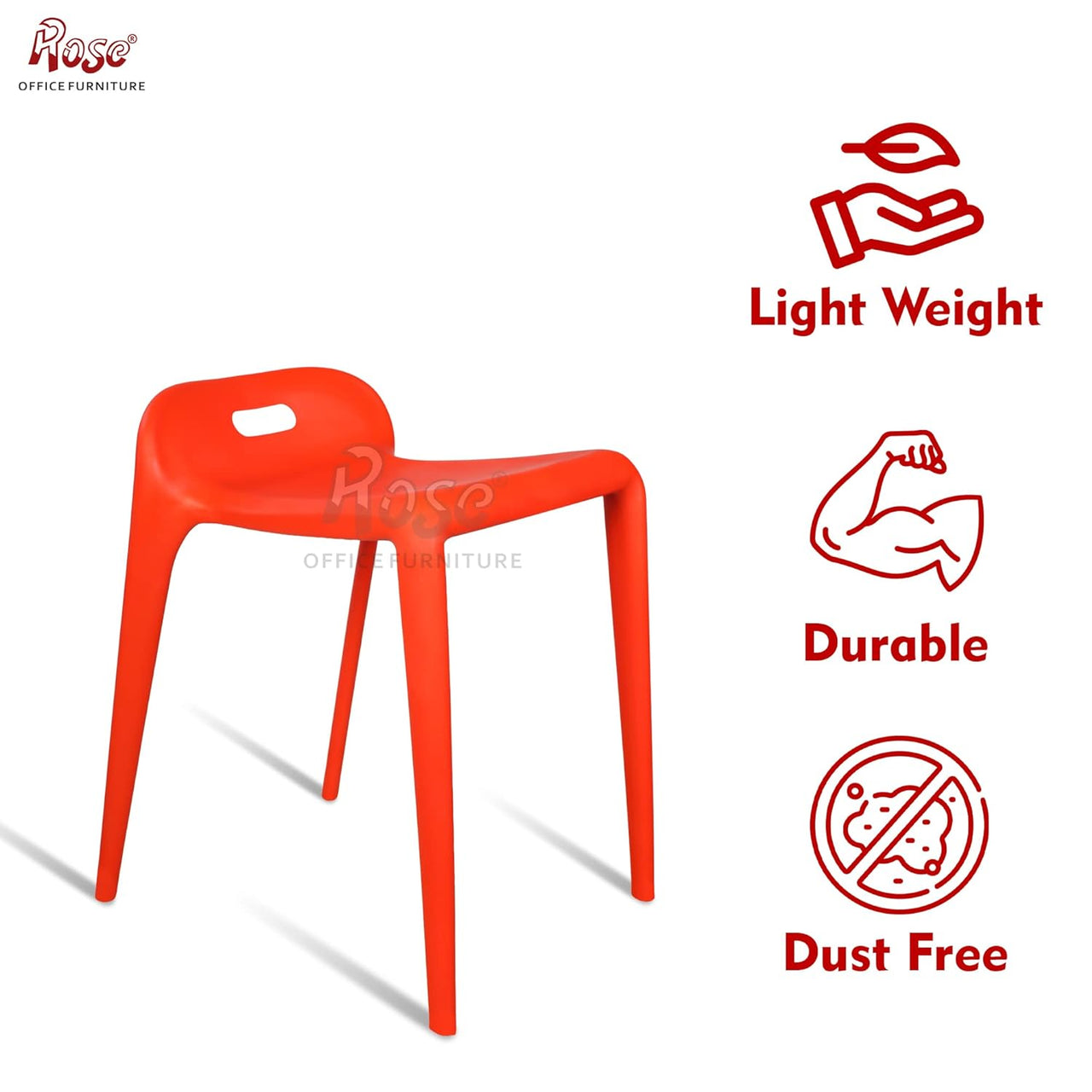 Mars Cafe Plastic Stool | Cafe Restaurant Chair (Red)
