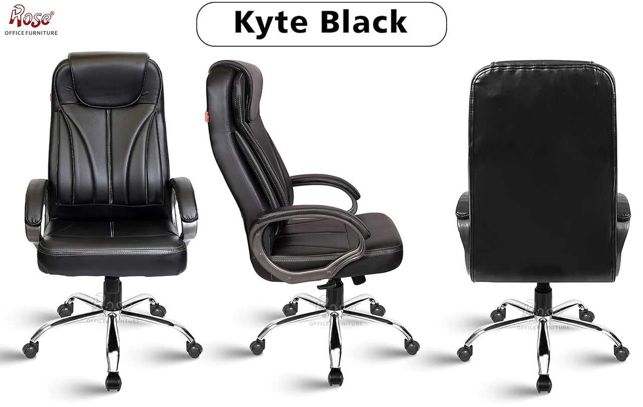 Kyte Leatherette Executive High Back Revolving Office Chair (Black)