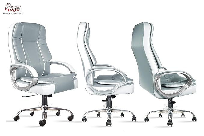 Designer Chairs® SpaceX Leatherette Executive High Back Revolving Office Chair (Grey & White)