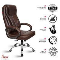 Thumbnail for Kyte Leatherette Executive High Back Revolving Office Chair (Brown)