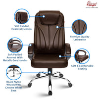 Thumbnail for Kyte Leatherette Executive High Back Revolving Office Chair (Brown)