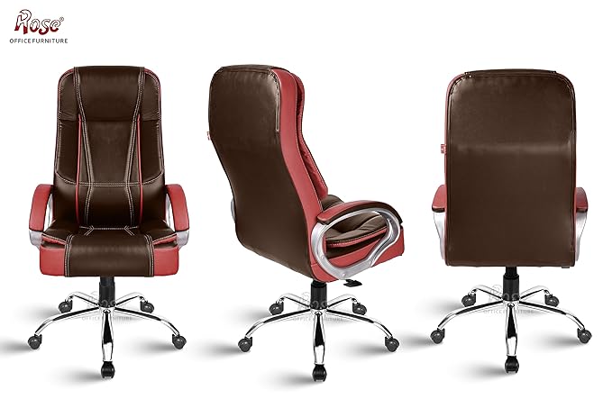 Designer Chairs® SpaceX Leatherette Executive High Back Revolving Office Chair (Brown & Maroon)
