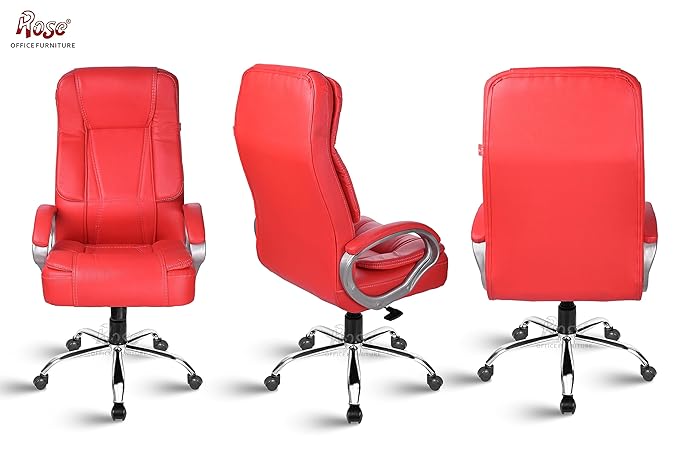 Designer Chairs® SpaceX Leatherette Executive High Back Revolving Office Chair (Red)