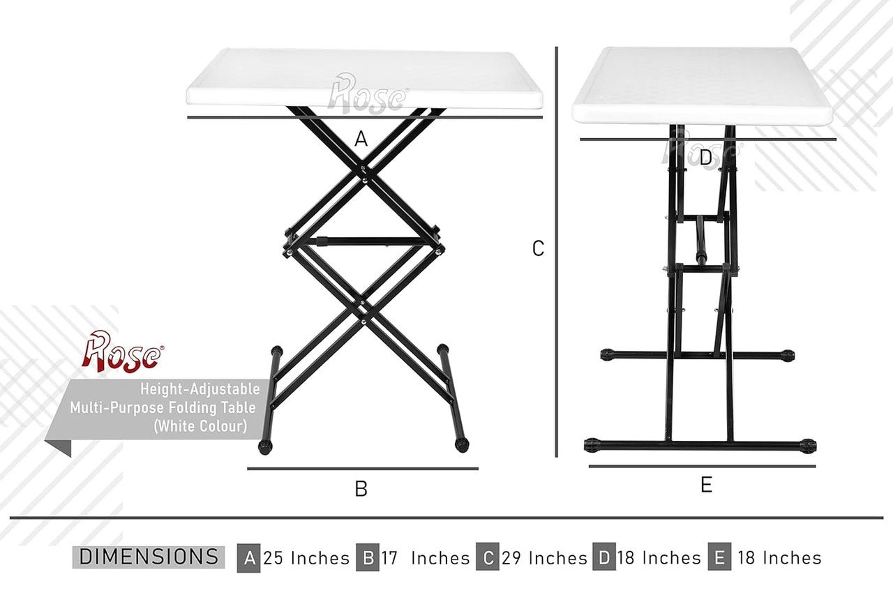 Multi-Purpose Laptop Table| Study Table | DIY Table (White, Height Adjustable)