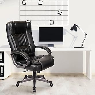 Lucci Leatherette Executive High Back Revolving Office Chair (Black)