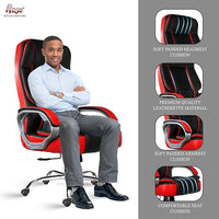Thumbnail for Designer Chairs® SpaceX Leatherette Executive High Back Revolving Office Chair (Black & Red)