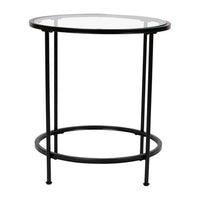 Thumbnail for Modern Round Side Table, Glass Top End Table with Metal Frame