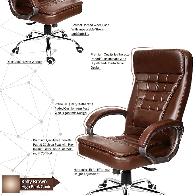 Kelly Leatherette Executive High Back Revolving Office Chair (Brown)
