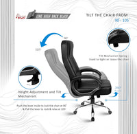 Thumbnail for Line Leatherette Executive High Back Revolving Office Chair (Black)