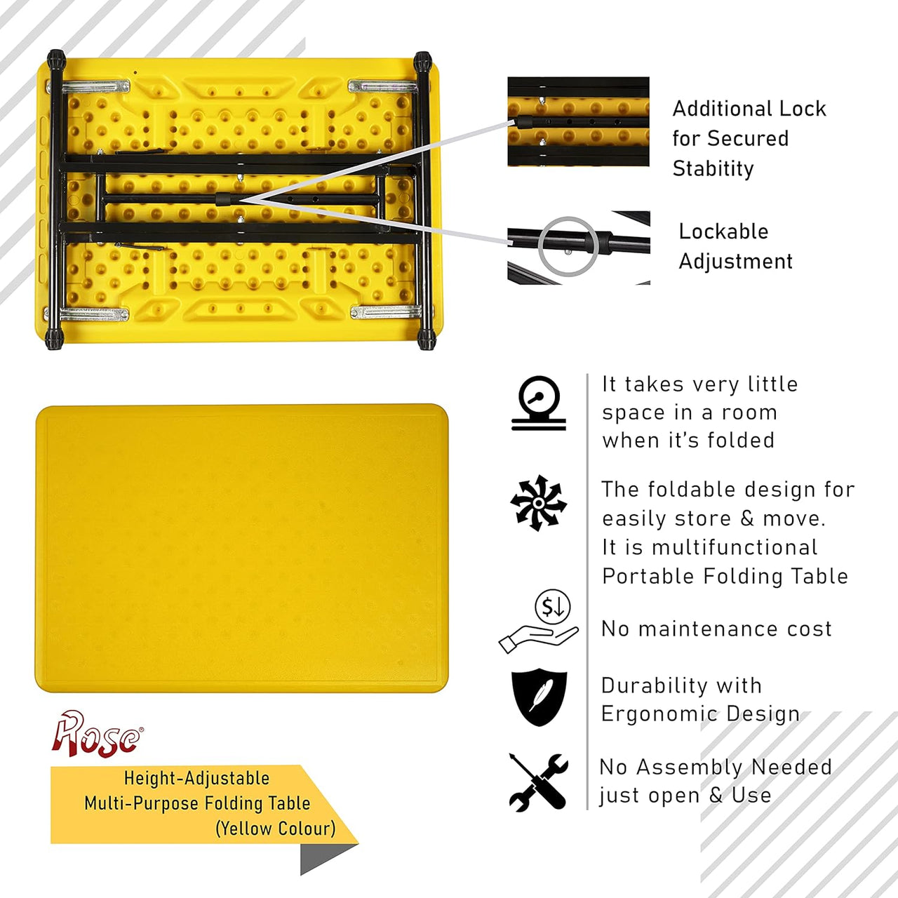 Multi-Purpose Laptop Table | DIY Table (Yellow, Height Adjustable)