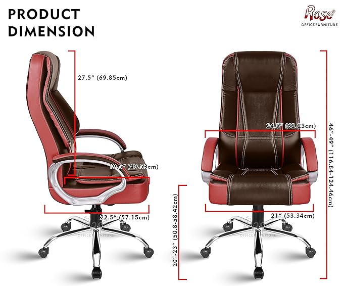 Designer Chairs® SpaceX Leatherette Executive High Back Revolving Office Chair (Brown & Maroon)