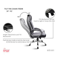 Thumbnail for Kyte Leatherette Executive High Back Revolving Office Chair (Grey & Black)