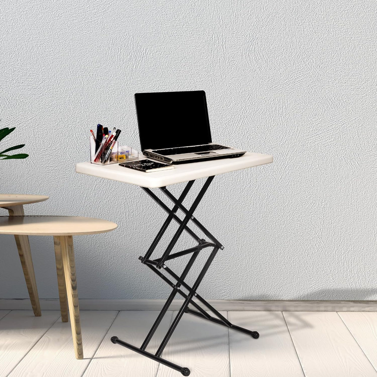 Multi-Purpose Laptop Table| Study Table | DIY Table (White, Height Adjustable)